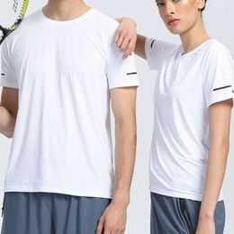 Lu Align Align Lu Lemon Golf-T-shirts Heren Zomer O-hals Effen Sneldrogend T-shirt Bedrukken Hoge Elasticiteit Sport Fiess Top met korte mouwen 2024 Gym Lemon 2024 Gym Jogger