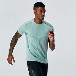 Lu Align Align Lu Lemon Sleeve 2023 T-shirts courts à séchage rapide pour hommes d'été Hauts de sport Gym Bodybuilding Fiess Tight Training ops