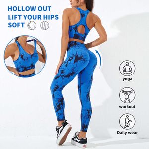 LU Align Align Lu Lemon Style Style Femme Bohemian Tie Dye Clothing Set avec un pantalon de yoga à taille haute et Push Up Sports Bra 2024 Gym Jogger Spo