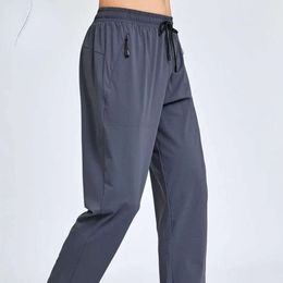 Lu Align Align Lu Lemon Summer LU Pantalon mince en soie glacée à séchage rapide pour hommes Loisirs de plein air Sports Coin plat Cravate Jambe 2024 Gym Jogger Sport