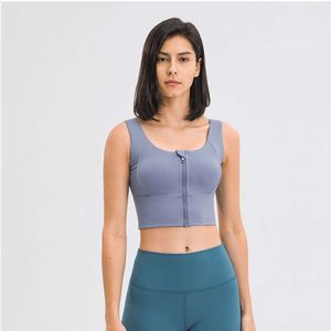 Lu Align Coverage Tanks Full FRONT ZIPPER Running Workout Gym Bras Femmes Nu Feel Fitness Training Sports Bra Crop Top Lemon Sports 2024