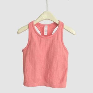 Lu Align EBB Dames Sportvest Vorm Hardlopen Gym Sport Tanktops Slank geribbeld Fitness Mouwloos shirt Ingebouwde beha Crop Top Yoga Lu Lemon LL 2024