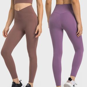 LU Align Gym Workout Femmes Crisscross Taist V Cut Leggings Compression Pantalons de vêtements de sport