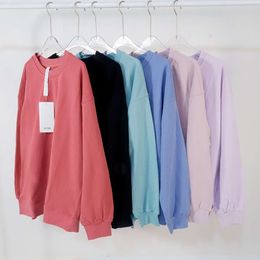 Lu Align Sweat à capuche de sport surdimensionné avec hanches couvertes d'hiver, chemisier ample, col rond, manches longues, tissu éponge, tenue décontractée, extérieur, citron LL Jogger Lu08 20