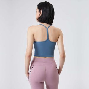 Lu Align Lemon Bra Yoga Chaleco Sexy Ladies Thin Straps Y Back Lencería desnuda Fiess con almohadillas para el pecho Alto soporte Gym Sports Tops Envío gratis