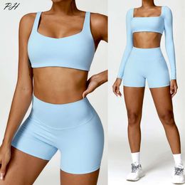 Lu Align Lemon Gym Trajes de mujer Conjunto largo Manga 2PCS Desnudez Ropa deportiva Ropa de entrenamiento Ropa atlética Pantalones cortos Fitness Bra Crop Top Trajes deportivos Nuevo LL Lu Jogger