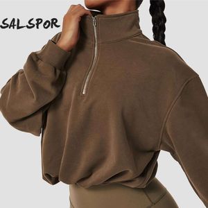 Lu Align Lemon Sports Fiess Shirt met hoge hals Rits Pullover Trekkoord Outdoor atletische trui Dames Losvallende workout-top met lange mouwen Jogge