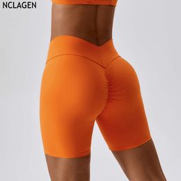 Lu Align Lemon Short pour femme NCLAGEN Yoga Gym Taille haute triangulaire Scrunch Butt Booty Fiess Course à pied Sports Squat Proof Tummy Control Leggin