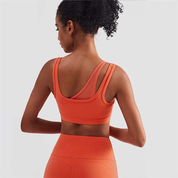 Lu Align Lemon – haut sans couture pour femmes, soutien-gorge de sport, Yoga, panneau en maille, une épaule, faux deux pièces, Lingerie Sexy, course à pied, gymnastique, entraînement, livraison gratuite J