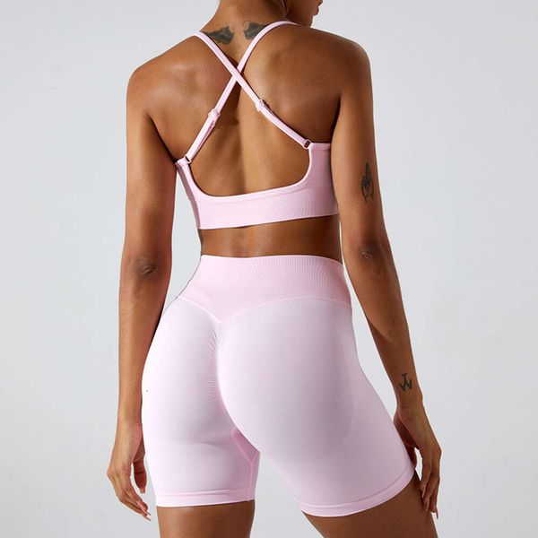 Lu Align Lu Bra Conjunto de mono de yoga Traje de mujer Mujer Tira fina ajustable Entrenamiento Sujetador para correr Cuello redondo Sin espalda Cruzado Sujetador deportivo de secado rápido