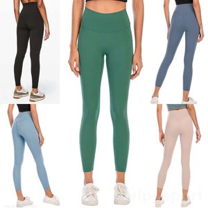 Lu Align Lu Pantalones largos de yoga sin costuras para mujer, pantalones deportivos de alta elasticidad, pantalones deportivos desnudos, pantalones completos para niña, pantalones ajustados hasta el tobillo, pantalones elásticos de talle alto