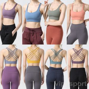 Lu Align Lu Sports Yoga Tops Fille Jogging Croix Soutien-Gorge Sexy Respirant Formation Sous-Vêtements Stretch Gilet Buttery Doux Mince Yogas Bras Femmes Athlétique Populaire