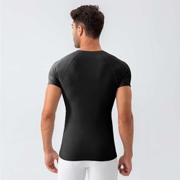 Camiseta Lu Align Lu para hombre, camiseta de Yoga de secado rápido de alto impacto con cuello redondo, camiseta ligera y elástica para entrenamiento de adelgazamiento