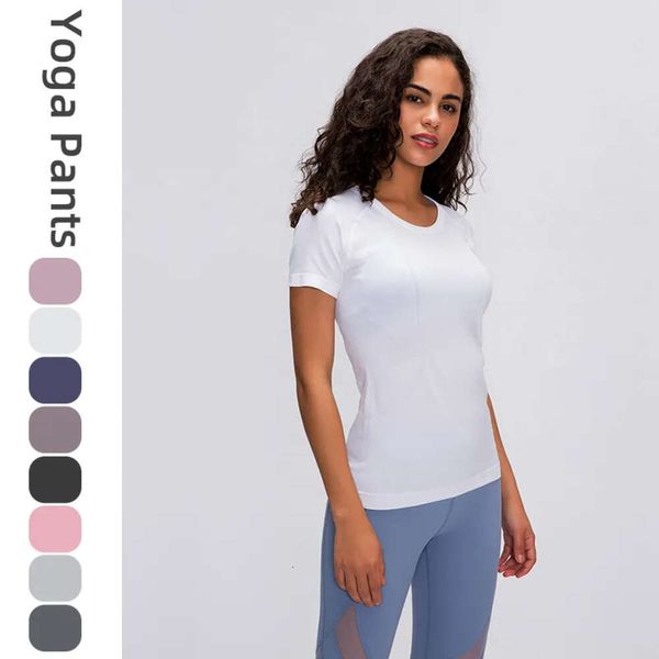 Lu Align Lu Camiseta Camisas de Yoga Tops de Mujer Camiseta Ropa LunuGirl Top Running Manga Corta Ropa Deportiva Delgada de Mujer Camiseta Ropa de Fitness Ropa Ajustada Verano