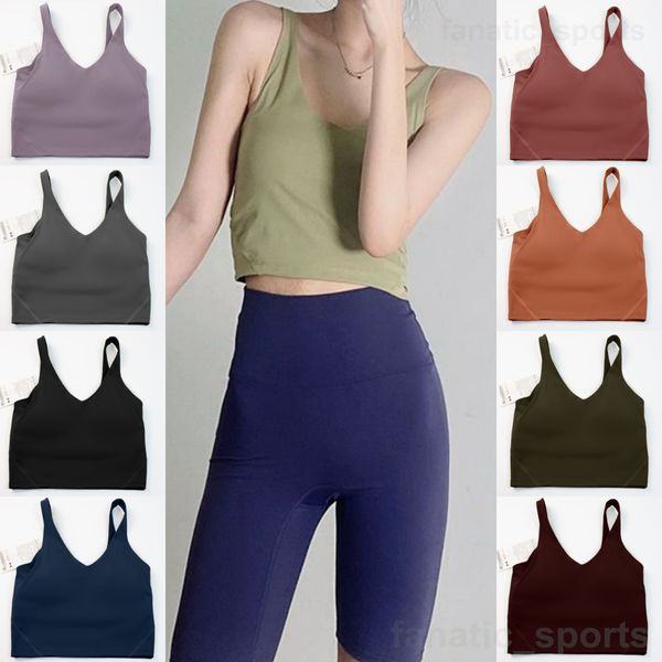 Lu Align Lu Soutien-gorge de sport à col en V pour fille avec gilet de yoga rembourré à séchage rapide