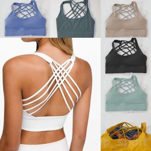 Lu Align Lu Vrouw Fitness tanktop Gekruiste rug Hardlopen Yoga beha Meisje Sexy ondergoed Ademend Verzamelen Sport Yoga Vest Trainingstanks Anti-verslapping Mode