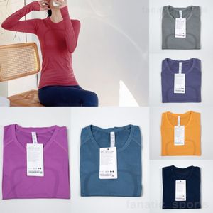 Lu Align Lu Mujer Yogas Athletic Camiseta Top Stretch Fitness Camisetas Manga Larga Cuello Redondo Elástico Entrenamiento Camisetas Quick Dry Ejercicio Swiftly Tech Tops