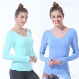 Lu Align Lu T-shirts à manches longues pour femmes Yoga Fitness Tight Swiftly Tech V-Neck Swift Speed Sport Tshirt Quick Dry Popular Slim Tee Shirt Sexy Jogging Tops