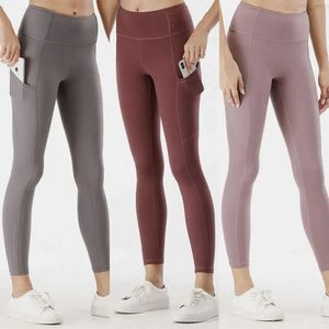 Lu Align Lu Pantalon de yoga pour femme - Pantalon de sport - Pantalon de survêtement de fitness - Leggings nus - Poches mi-hautes - Pantalon de yoga pour fille - Exercice de levage des fesses - W 25 High s s