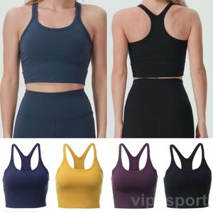 Lu Align Lu Soutien-gorge de yoga athlétique pour femme - Haut de sport croisé - Fitness - Antichoc - Gilet de yoga avec sous-vêtements push-up amovibles - Jogging serré - Col rond