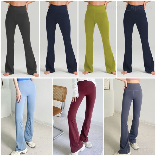 Lu Align Lu Yoga Fitness Pantalon évasé Fille Exercice de ponçage doux Pantalon de yoga Taille haute Entraînement Bas de cloche Fesses retroussées Sport nu Pleine longueur