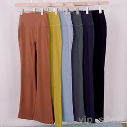 Lu Align Lu Yoga Fitness Mini Uitlopende Broek Dames Stretch Girl Bell Bottoms Broek Atletisch Strakke Loszittende Yogabroek Strakke Uitlopende Ademende Outfit