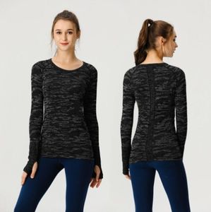 Lu Align Lu Yoga Camisa para correr Camisetas deportivas de manga larga para mujer Top de culturismo elástico Camiseta deportiva ajustada Fitness Swiftly Tech Swift Speed Slim Gym