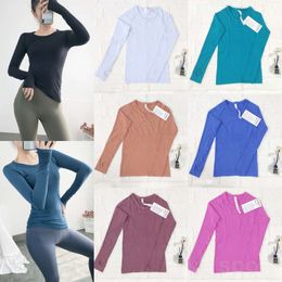 Lu Align Lu Yoga Camiseta para correr Camisetas deportivas de manga larga para mujer Top de culturismo elástico Camiseta deportiva ajustada Fitness Swiftly Tech Swift Speed Slim Gym Moda