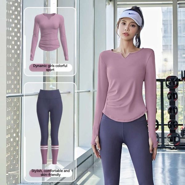 LU Align Lu Yoga Sport Nude sans couture sans couture en V Set à manches longues à manches longues hautes et à la hanche Set Fitness Fitness Running Motion Cycling Workout Set LL Lemon