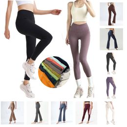 Lu Align Lulemen Womens leggings ontwerper Yoga uitlijnen Lu bijgesneden outfits dame sport broek oefening fitness slijtage hardlopen sportschool slim fit uitlijnen broek