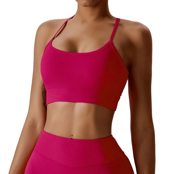 Lu Align – soutien-gorge de soutien pour femmes, nouveau Style, doux, extensible, col licou, côtelé, soutien-gorge de course, Yoga, sport, citron, 2024