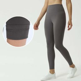 Lu Align Pant Lemon Thermische damesbroeken Dames Yoga voering Plus Fleece Warm Sport Fiess Panty's Hoge taille Wear-leggings Op maat gemaakt Gym Jo