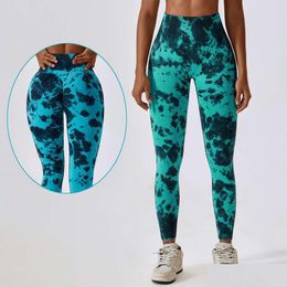 Lu Align Pant Dames Yoga-leggings Herfstontwerp Hoge taille Fl-lengte Afdrukken Scrunch Butt Lift Gym Panty Tie Dye Gedrukt Naadloos D Dhnjm