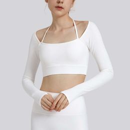 Lu Align T-shirt côtelé pour femme - Haut court à manches longues - Haut d'entraînement - Col suspendu avec coussinet de poitrine - Haut de gym à séchage rapide - Coupe ajustée - Chemises de yoga - Lemon Sports 2024