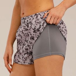 LU Align Shorts Summer Sport Femmes Double couche Skny Fiess Construit pour Lady Runng Gym Short sec rapide ll LMEON Gym Femme
