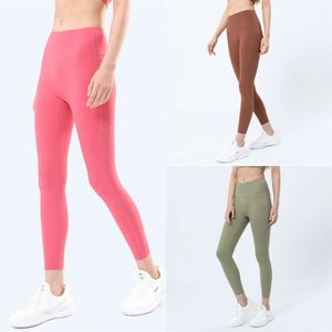 LU Align Solid Pant Align Color Gym Fitness Collons Femmes Femmes Pantalons de survêtement Push Up Push Up Scrunch avec Pocket Workout Sport Lemon Dame Lady