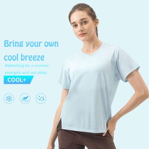 LU Align T-shirt Femmes Tee Summer Spring / été Léger, Top de yoga respirant confortable avec chemises Sport à manches courtes