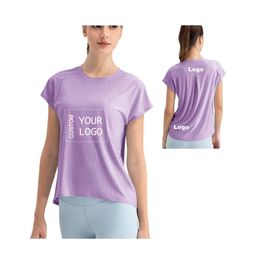 Lu uitlijnt t-shirt dames zomer tee zomer koel gevoel ademende sport korte mouw yoga kleding sport shirts
