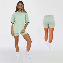 LU Align T-shirt Femmes Tee Summer Couleur solide Couleur solide courte à manches rondes Round Col-Over T Shorts Fashion Suit Women Shirts Sport décontracté