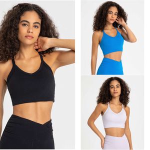 LU Align Tanks Backless Align Align Gym Sport Lemons Bra V Neck Top Top Femmes High Support Fitness Crossback Push Up Sexy Unwear avec poitrine poitrine Lemon Lady