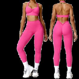 Lu Align Tight Survêtements courbes pour hommes Ensemble de yoga sirène Mat Séchage rapide Vêtements de fitness pour femmes Soutien-gorge de sport push-up + Jambes de gymnastique Costume 2 pièces Lemon Sports 2024