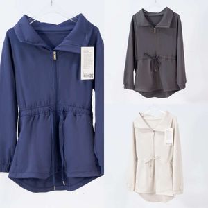 Lu Align Trench Coat Mabet Cinch Veste Veste serrée de taille serrée Veste de cou de coude de sport décontracté Coffre pour les vêtements de gym de gym