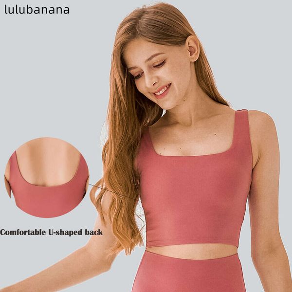 Lu Align Vest Lu Yoga Cuello en U Espalda Soporte medio Correr Gimnasio Mujeres A prueba de golpes Push Up Entrenamiento Fitness Sujetadores deportivos Crop Tops Ropa deportiva Lemon Workout Gry LL