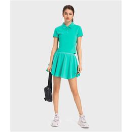 Lu Align – Polo à manches courtes en coton pour femme, ensemble t-shirt de course, jogging, Lemon Lady Gry, sport pour filles