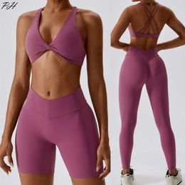 Lu uitlijnde vrouw zomer outfits training naadloze outfits set dames sport bh high taille shorts legging suit sexy hardloop fitness sport kleding jogger citroen lady gry sp