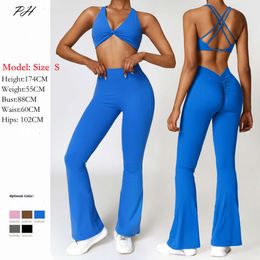 Lu Align Woman Ensemble Serré Femmes Tenues Levage Sexy Pantalon Évasé Dos Exercice Bras Costume Séchage Rapide Gym Danse Course Fitness Ensembles Jogger Lemon Lady Gry Sports Gi