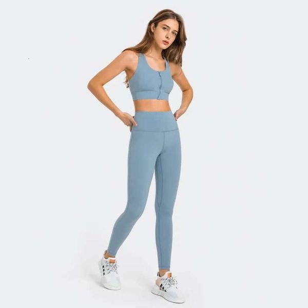 Lu Align Mujer Up Deportes Cremallera frontal Empuje suave Alto impacto Soporte trasero Sujetador deportivo Chaleco de senderismo Jogger Lemon Lady Gry Sports Girls