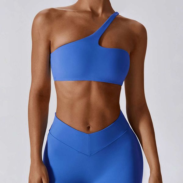 Lu Align Traje de mujer Sujetadores Sujetador sin costuras Estilo de un hombro Secado rápido Gimnasio Ropa interior de yoga Acolchado extraíble Entrenamiento Bralette Jogger Gry Lu-08 2024