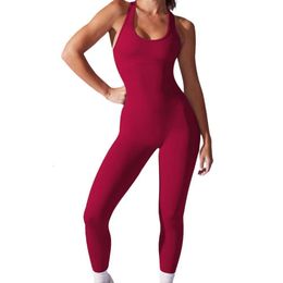 Lu Align Yoga Jumpsuit Dames Mouwloos Hoog Rekbaar Naadloos Huidvriendelijk Slank Flexibel Hardloopbodysuit uit één stuk Drop Del Dhtq5