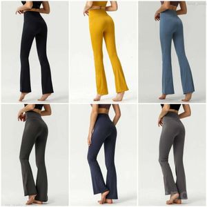 Lu Align Yoga Lemon Mini pantalón acampanado para mujer Stretch Fitness Bell Bottoms Pantalones Chica Ejercicio High Rise Loose Fit Yogas Pants Tight Flared Define 2024